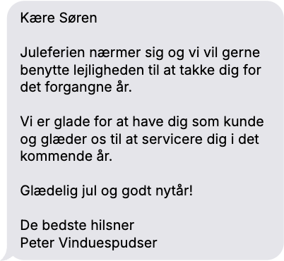 besked til kunde